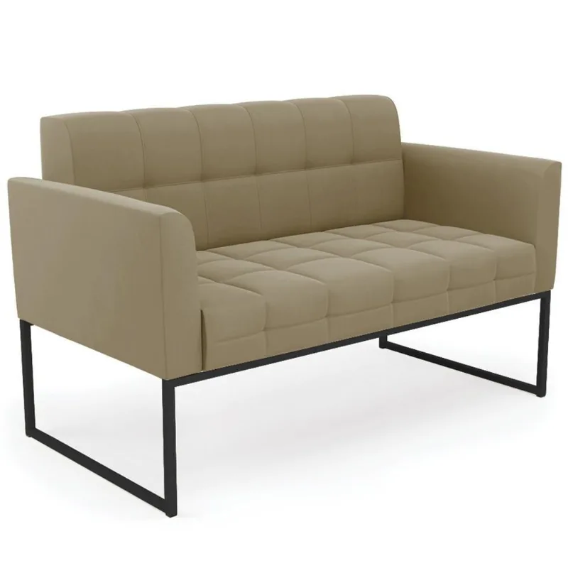 Sofá Namoradeira Base Industrial Preto Ana Suede Marrom Rt - Ibiza
