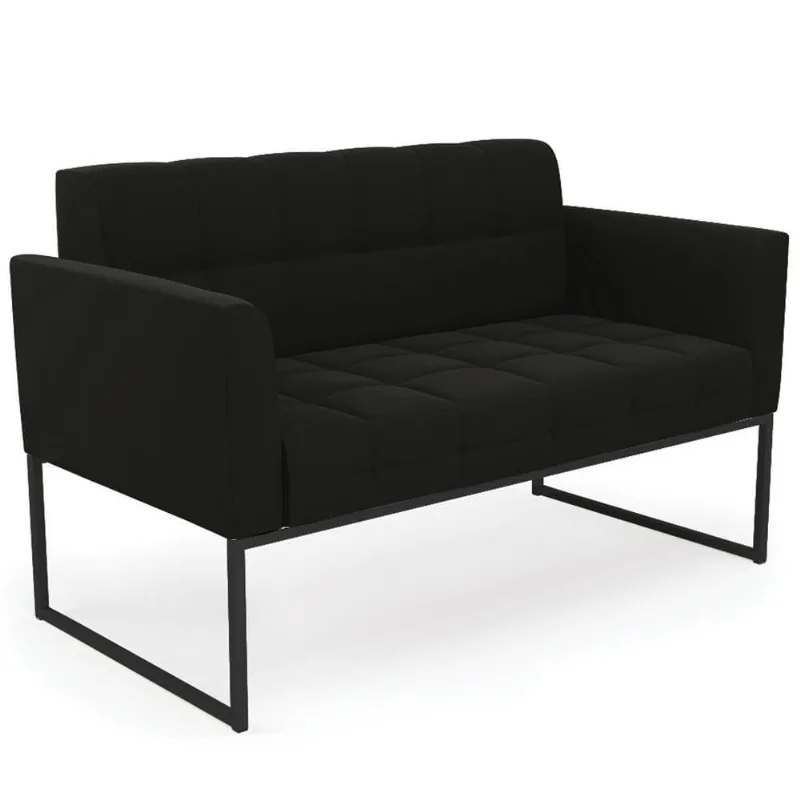 Sofá Namoradeira Base Industrial Preto Ana Suede Preto - Ibiza
