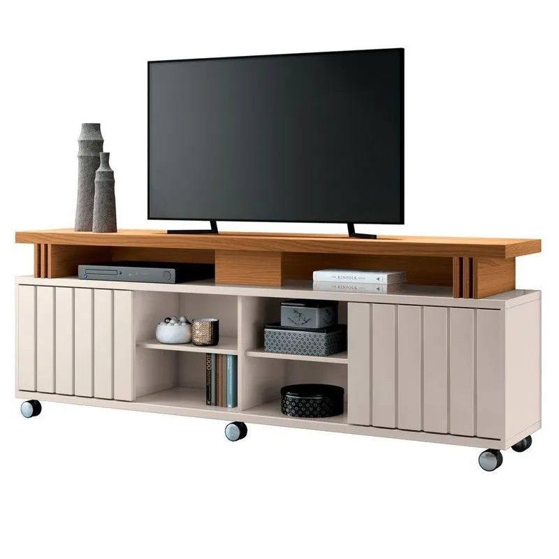 Rack Para Sala Bancada De Tv 70 Pol. 180cm Briz H01 Off White-cinamomo