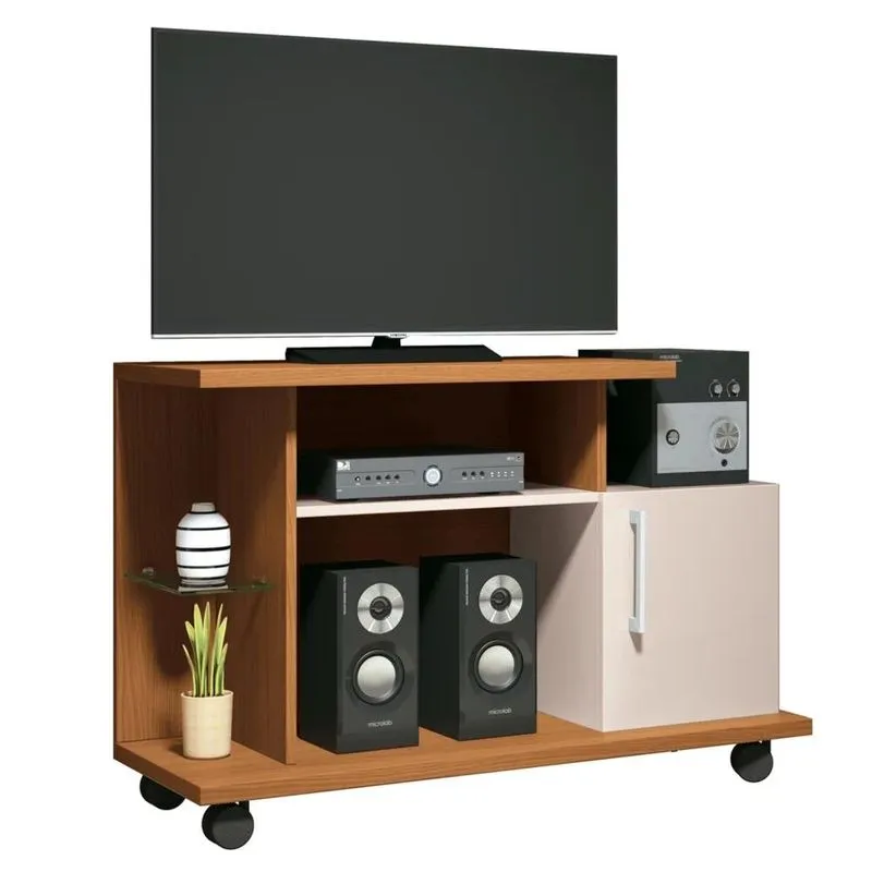 Rack Para Sala Pequena Tv Até 26 Pol 100cm Marte H01 Off White/cinamomo - Mpozenato