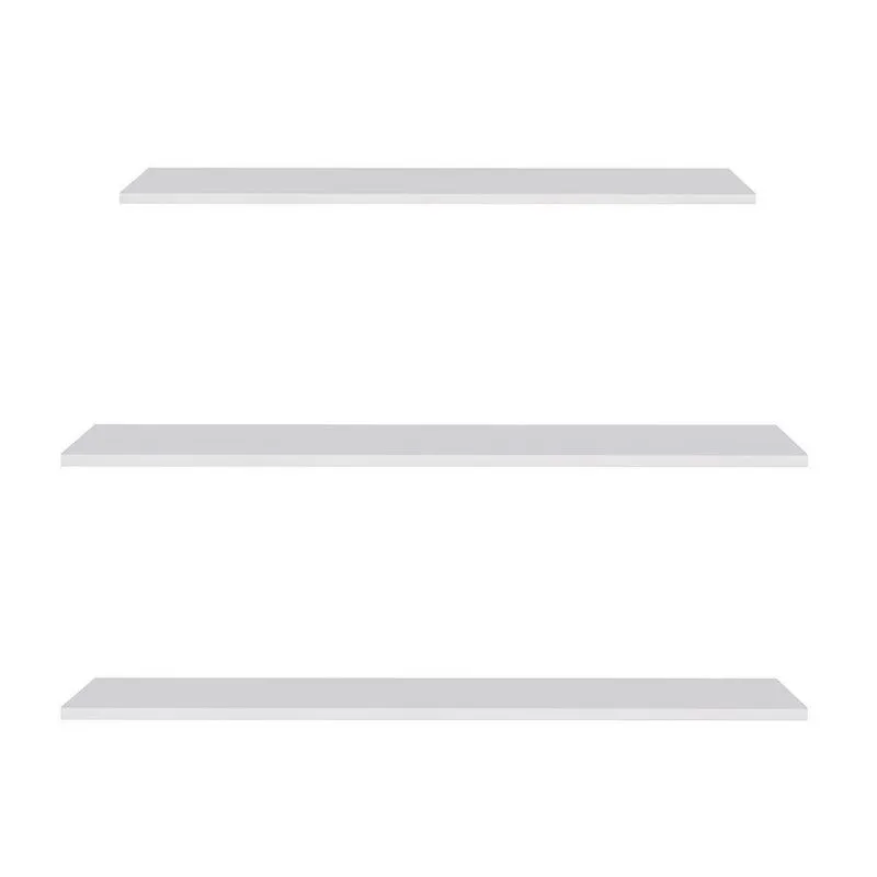 Prateleira Flutuante Para Escritório Kit 3 Com Suporte Invisível Cp3 Yara Branco - Lumil