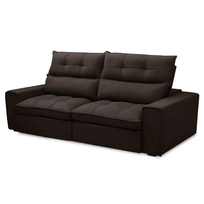 Sofá Retrátil Reclinável 3 Lugares 230cm Damy F05 Veludo Marrom Escuro