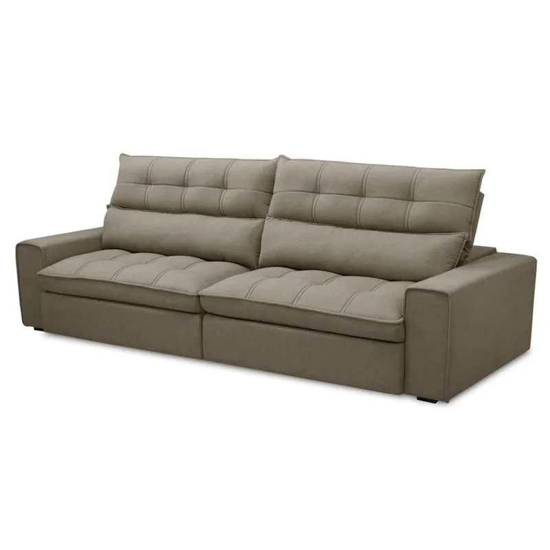 Sofá Retrátil Reclinável 3 Lugares 250cm Damy F05 Veludo Marrom - Mpozenato