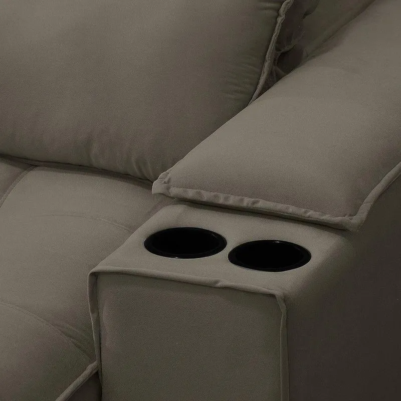 Sofá Retrátil 3 Lugares Com Porta Copo 210cm Andes F05 Veludo Cinza