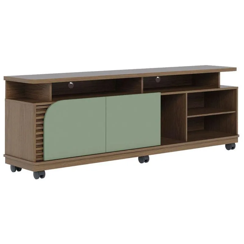 Rack Para Sala Bancada De Tv 75 Pol 180cm Madrid C05 Amêndoa Hortelã Mpozenato