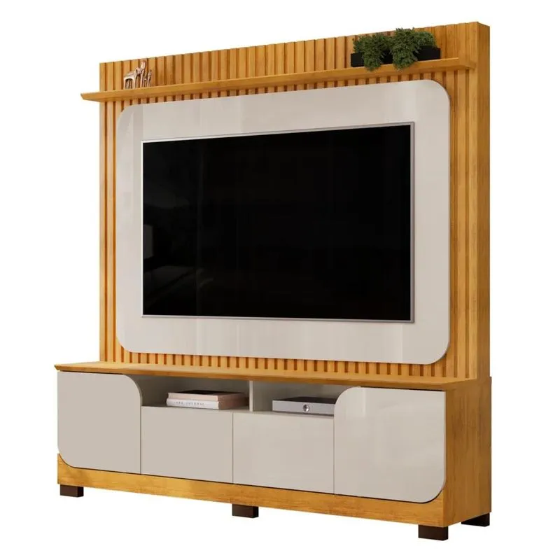 Estante Painel Para Tv 65 Pol 182cm Ripado Vanie D04 Bali/Cedro - Mpozenato