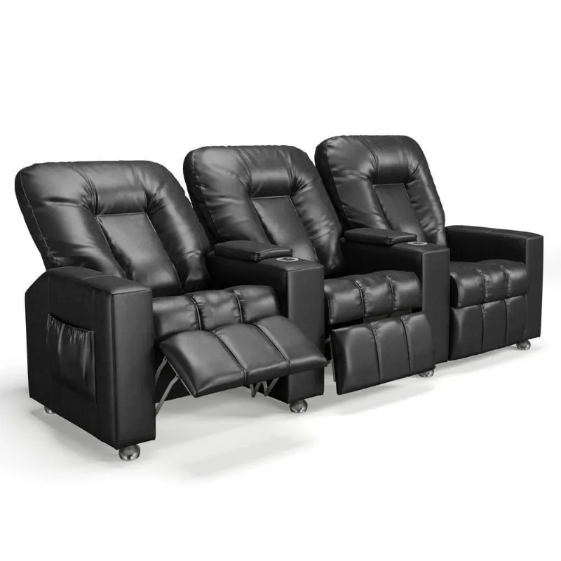 Poltrona Reclinável Para Cinema 3 Lugares Praddo Fh9 Pu Preto - Mpozenato
