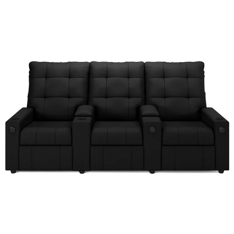 Poltrona De Cinema Reclinável 3 Lugares Baú Usb Mallie Fh9 Veludo Preto - Mpozenato