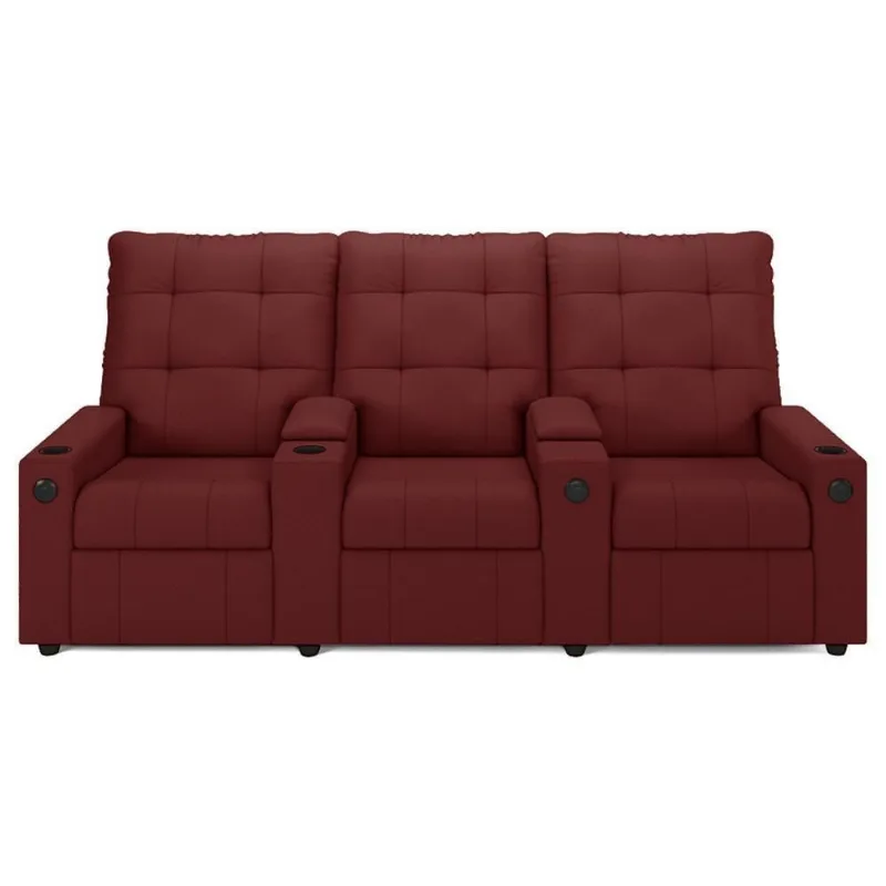 Poltrona De Cinema Reclinável 3 Lugares Baú Usb Mallie Fh9 Pu Vermelho - Mpozenato