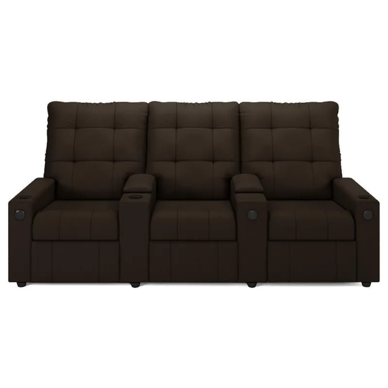 Poltrona De Cinema Reclinável 3 Lugares Baú Usb Mallie Fh9 Pu Marrom - Mpozenato