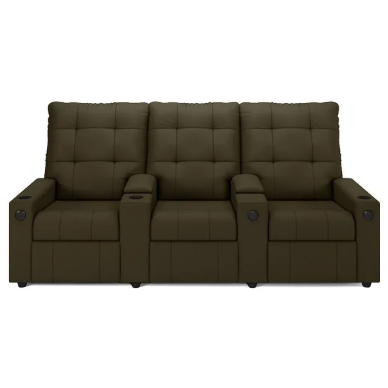 Poltrona De Cinema Reclinável 3 Lugares Baú Usb Mallie Fh9 Veludo Capuccino - Mpozenato