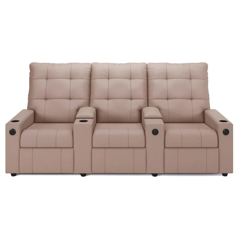 Poltrona De Cinema Reclinável 3 Lugares Baú Usb Mallie Fh9 Veludo Rosê - Mpozenato