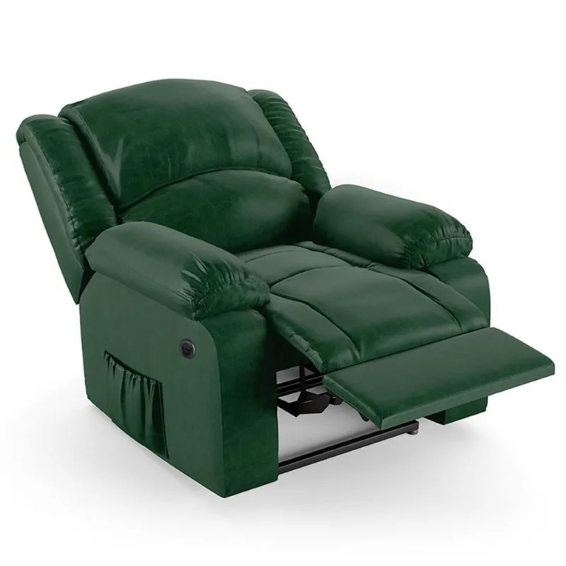 Poltrona Do Papai Reclinável Pietra Power Elétrica Fh9 Pu Verde Musgo - Mpozenato
