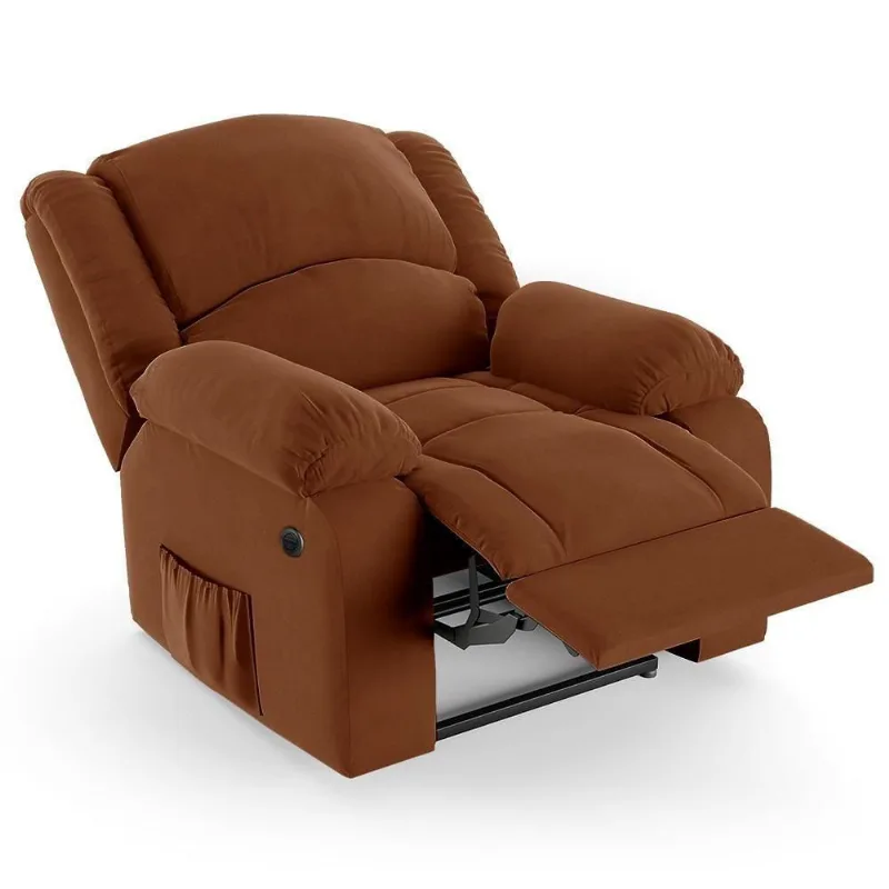 Poltrona Do Papai Reclinável Pietra Power Elétrica Fh9 Veludo Terracota - Mpozenato
