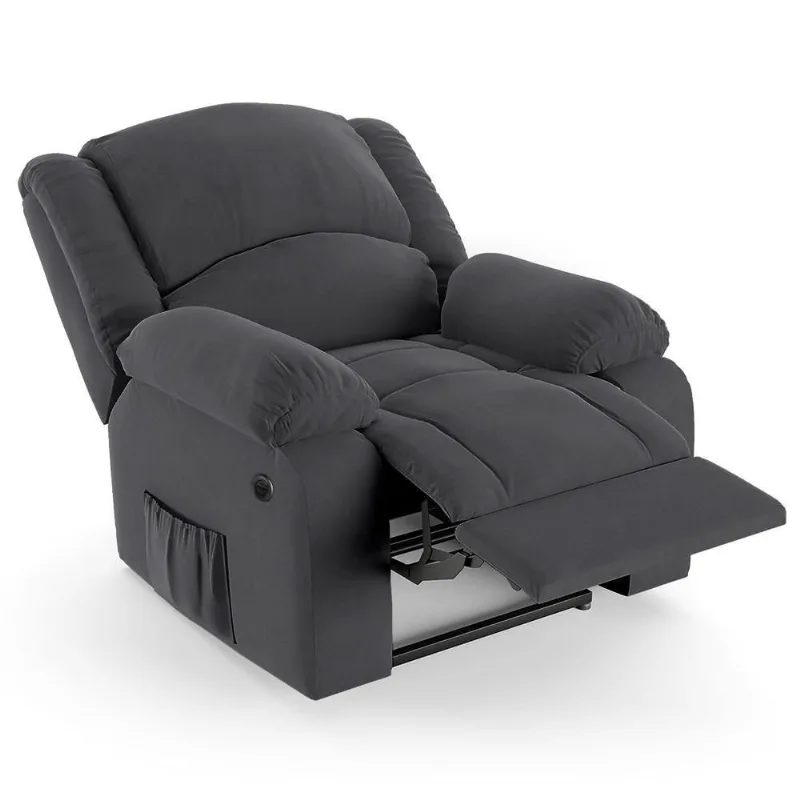 Poltrona Do Papai Reclinável Pietra Power Elétrica Fh9 Veludo Cinza - Mpozenato