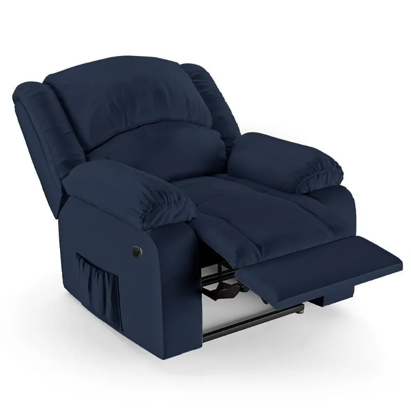 Poltrona Do Papai Reclinável Pietra Power Elétrica Usb Fh9 Pu Azul - Mpozenato