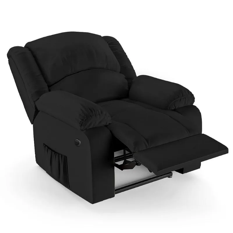 Poltrona Do Papai Reclinável Pietra Power Elétrica Usb Fh9 Pu Preto - Mpozenato