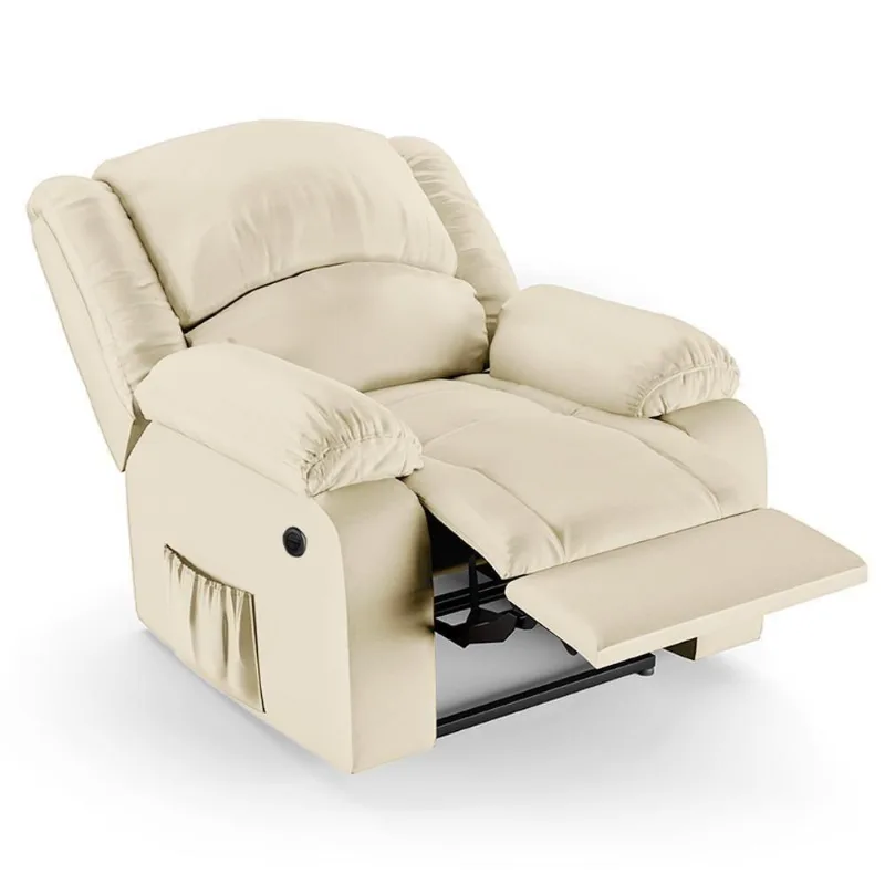 Poltrona Do Papai Reclinável Pietra Power Elétrica Massagem Fh9 Pu Bege - Mpozenato