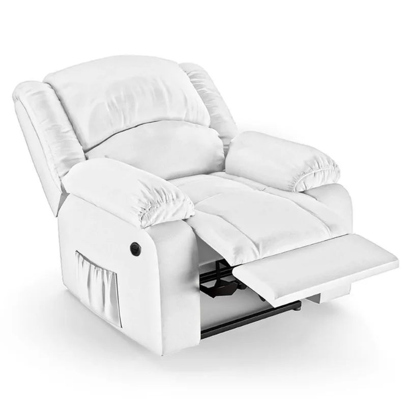 Poltrona Do Papai Reclinável Pietra Power Elétrica Massagem Fh9 Pu Branco - Mpozenato