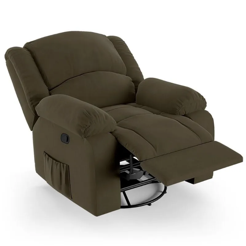 Poltrona Do Papai Reclinável Pietra Glider Giratória Fh9 Veludo Capuccino - Mpozenato