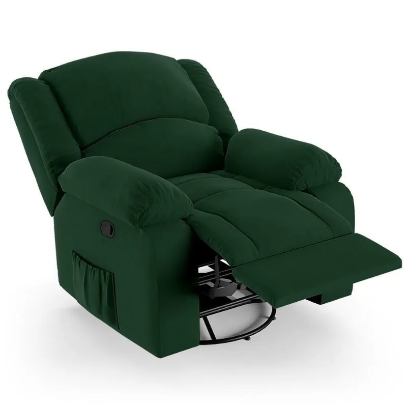 Poltrona Do Papai Reclinável Pietra Glider Giratória Fh9 Veludo Verde - Mpozenato