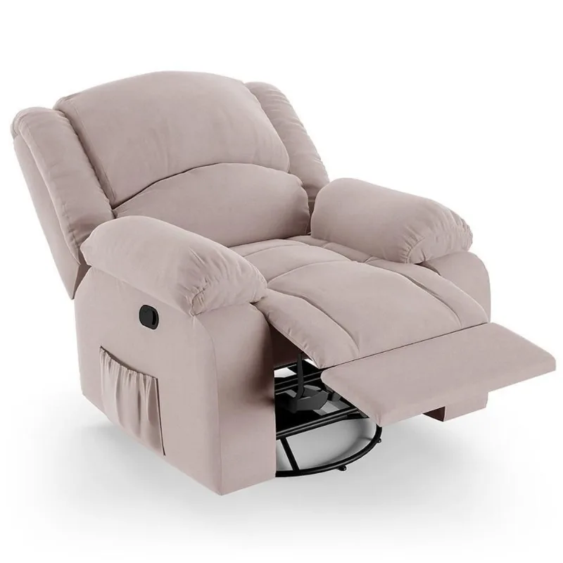 Poltrona Do Papai Reclinável Pietra Glider Giratória Fh9 Veludo Rosê - Mpozenato