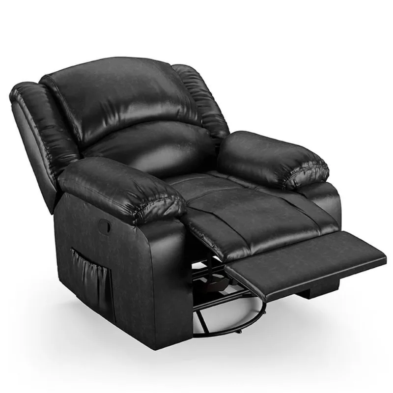 Poltrona Do Papai Reclinável Pietra Glider Giratória Fh9 Pu Preto Brilho - Mpozenato