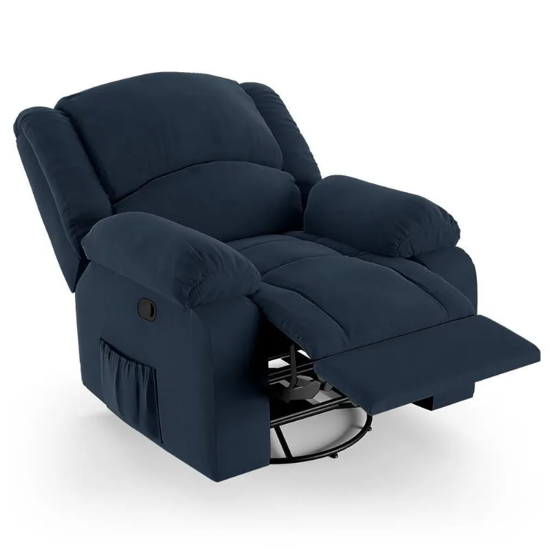 Poltrona Do Papai Reclinável Pietra Glider Giratória Usb Fh9 Veludo Azul - Mpozenato