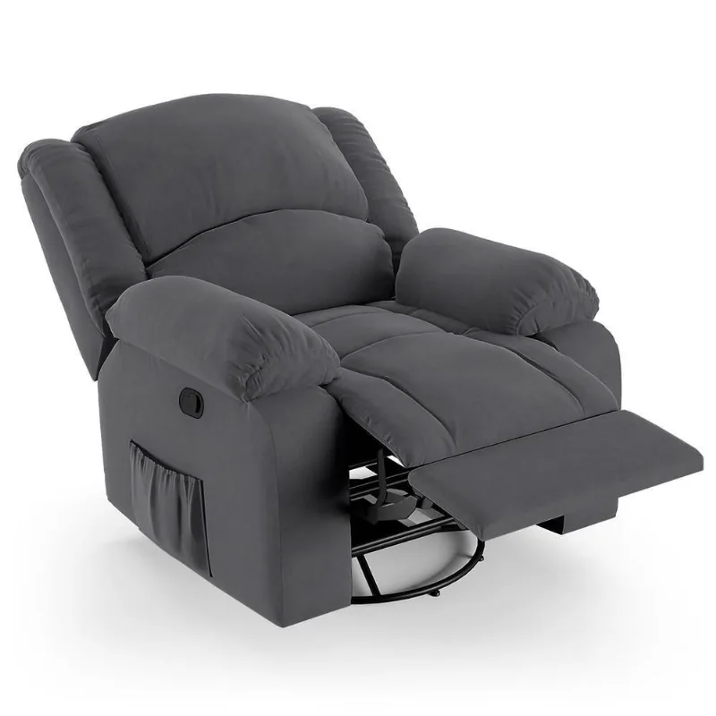 Poltrona Do Papai Reclinável Pietra Glider Giratória Usb Fh9 Veludo Cinza - Mpozenato