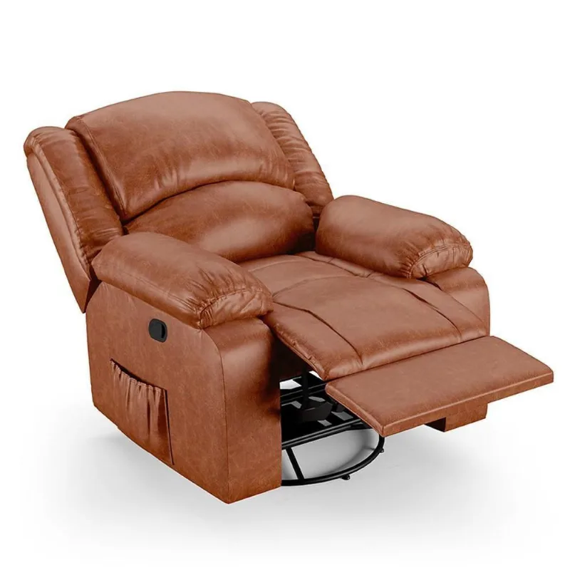 Poltrona Do Papai Reclinável Pietra Glider Giratória Usb Fh9 Pu Caramelo Brilho - Mpozenato