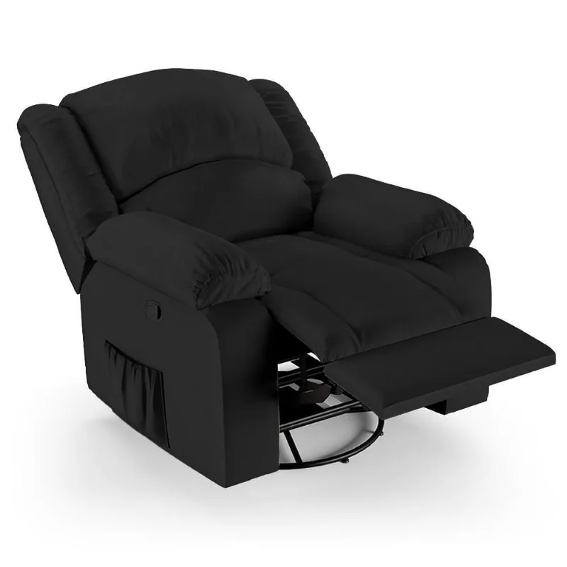 Poltrona Do Papai Reclinável Pietra Glider Giratória Usb Fh9 Pu Preto - Mpozenato