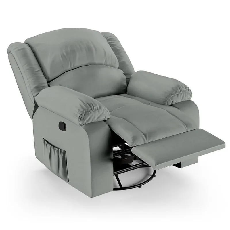 Poltrona Do Papai Reclinável Pietra Glider Giratória Massagem Fh9 Pu Cinza - Mpozenato