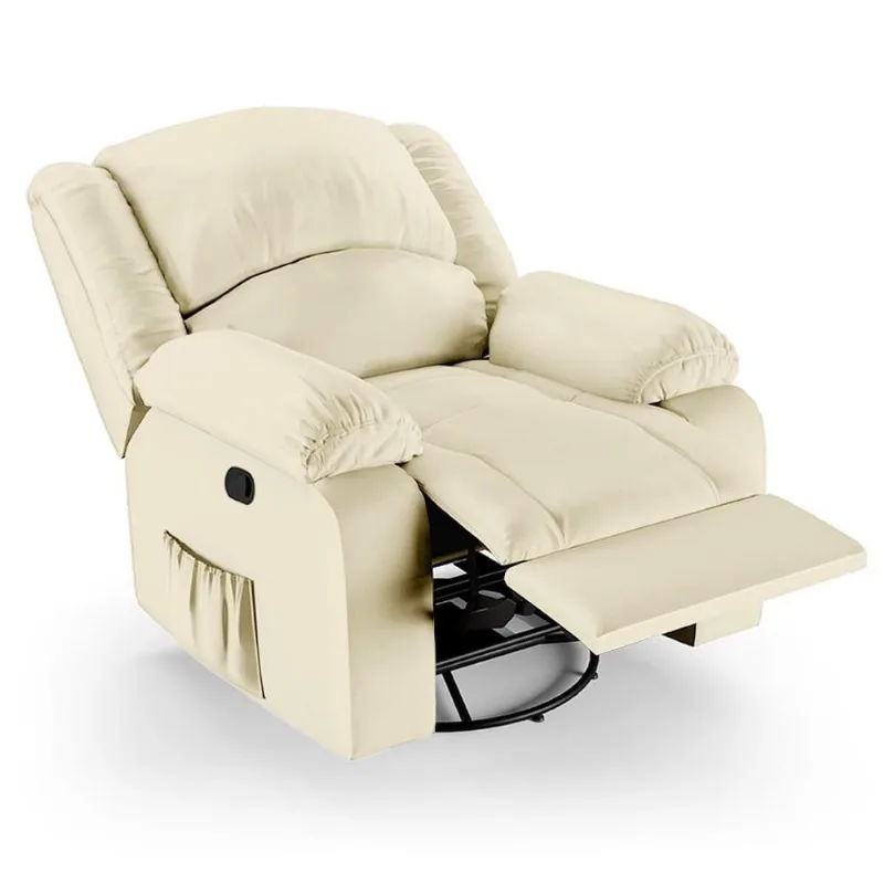 Poltrona Do Papai Reclinável Pietra Glider Giratória Massagem Fh9 Pu Bege - Mpozenato