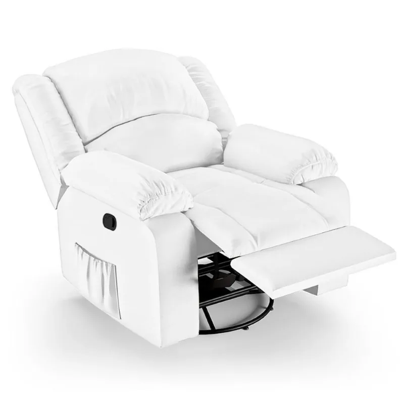 Poltrona Do Papai Reclinável Pietra Glider Giratória Massagem Fh9 Pu Branco - Mpozenato