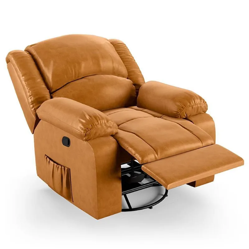 Poltrona Do Papai Reclinável Pietra Glider Giratória Massagem Fh9 Pu Whisky - Mpozenato