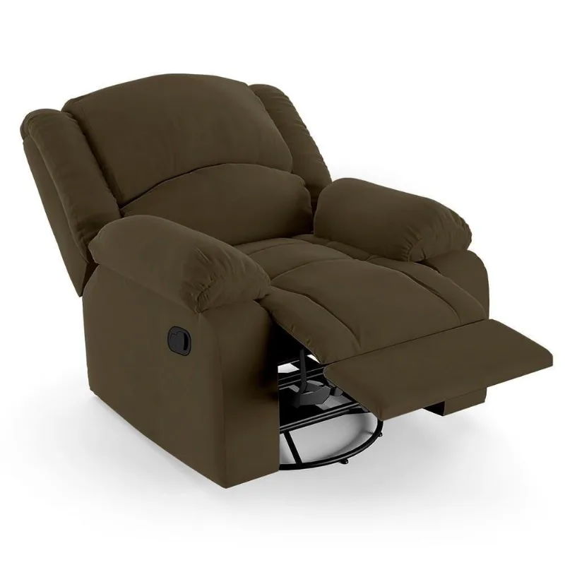 Poltrona Do Papai Reclinável Pietra Glider Giratória Massagem Fh9 Veludo Capuccino - Mpozenato