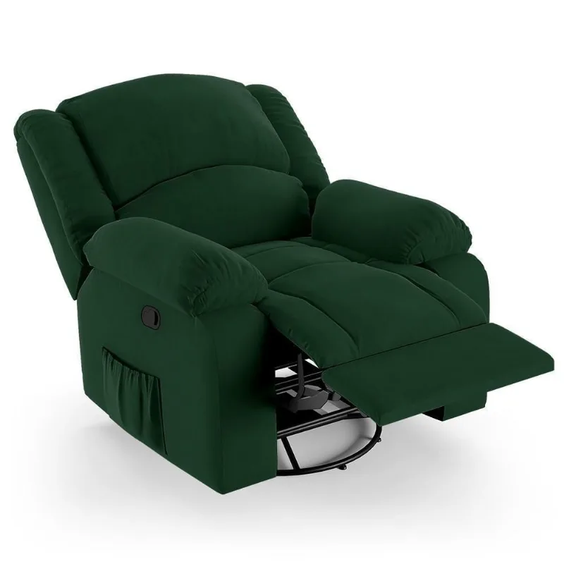 Poltrona Do Papai Reclinável Pietra Glider Giratória Massagem Fh9 Veludo Verde - Mpozenato
