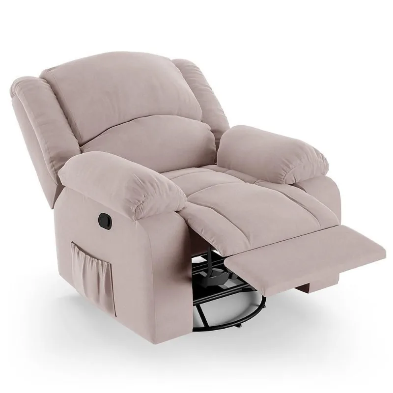 Poltrona Do Papai Reclinável Pietra Glider Giratória Massagem Fh9 Veludo Rosê - Mpozenato