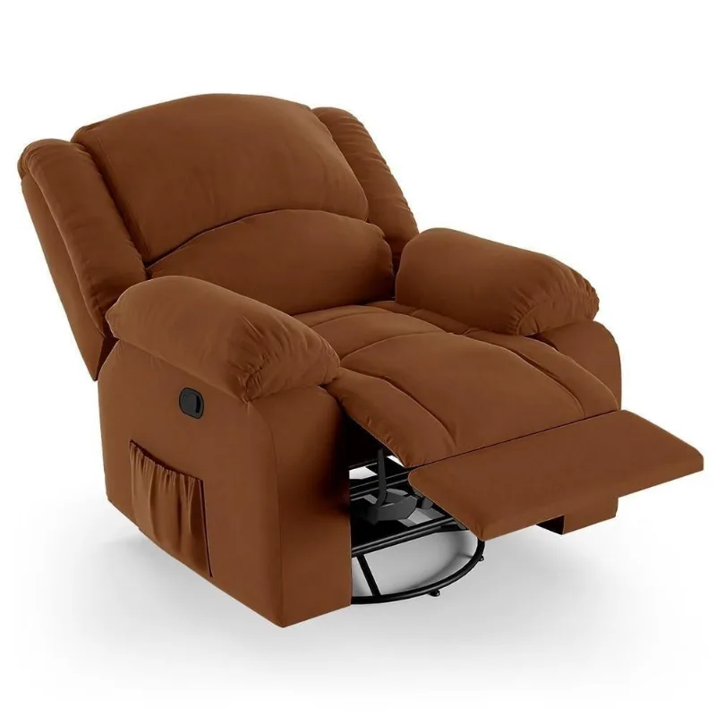 Poltrona Do Papai Reclinável Pietra Glider Giratória Massagem Fh9 Veludo Terracota - Mpozenato
