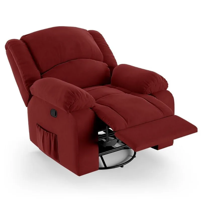 Poltrona Do Papai Reclinável Pietra Glider Giratória Massagem Fh9 Veludo Vermelho - Mpozenato