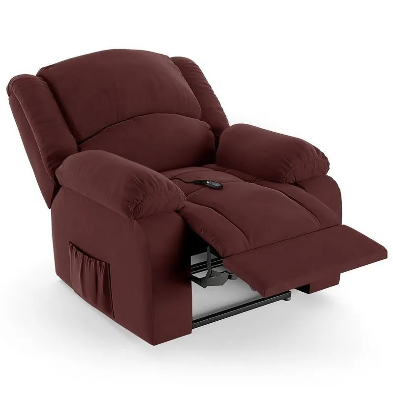 Poltrona Do Papai Reclinável Pietra Controle Power Elétrico Usb Fh9 Veludo Vinho - Mpozenato