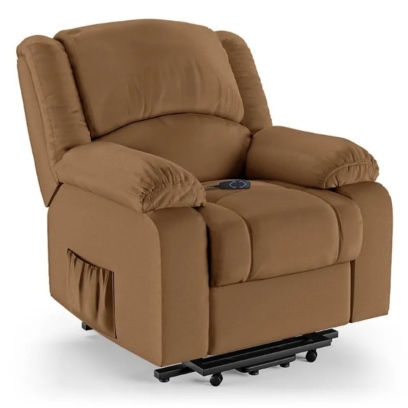 Poltrona Do Papai Reclinável Pietra Elevação Lift Elétrico Fh9 Pu Caramelo - Mpozenato