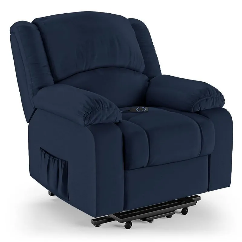 Poltrona Do Papai Reclinável Pietra Elevação Lift Elétrico Fh9 Pu Azul - Mpozenato