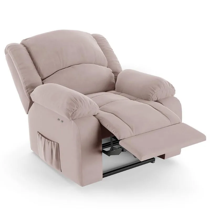 Poltrona Do Papai Reclinável Pietra Power Touch Fh9 Veludo Rosê - Mpozenato