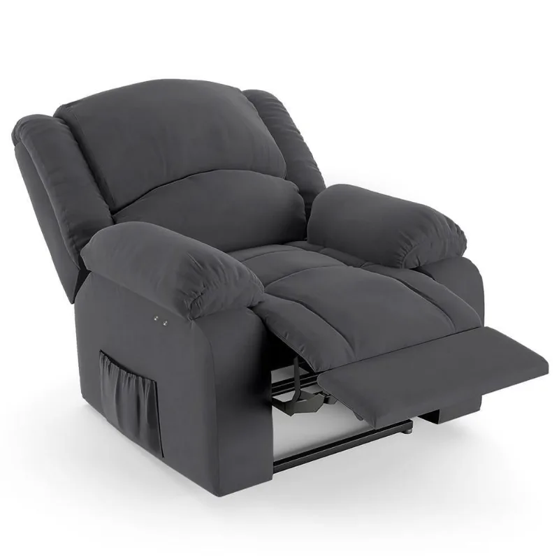 Poltrona Do Papai Reclinável Pietra Power Touch Fh9 Veludo Cinza - Mpozenato