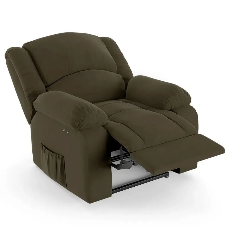Poltrona Do Papai Reclinável Pietra Power Touch Massagem Fh9 Veludo Capuccino - Mpozenato