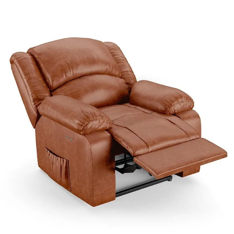 Poltrona Do Papai Reclinável Pietra Power Touch Massagem Fh9 Pu Caramelo Brilho - Mpozenato