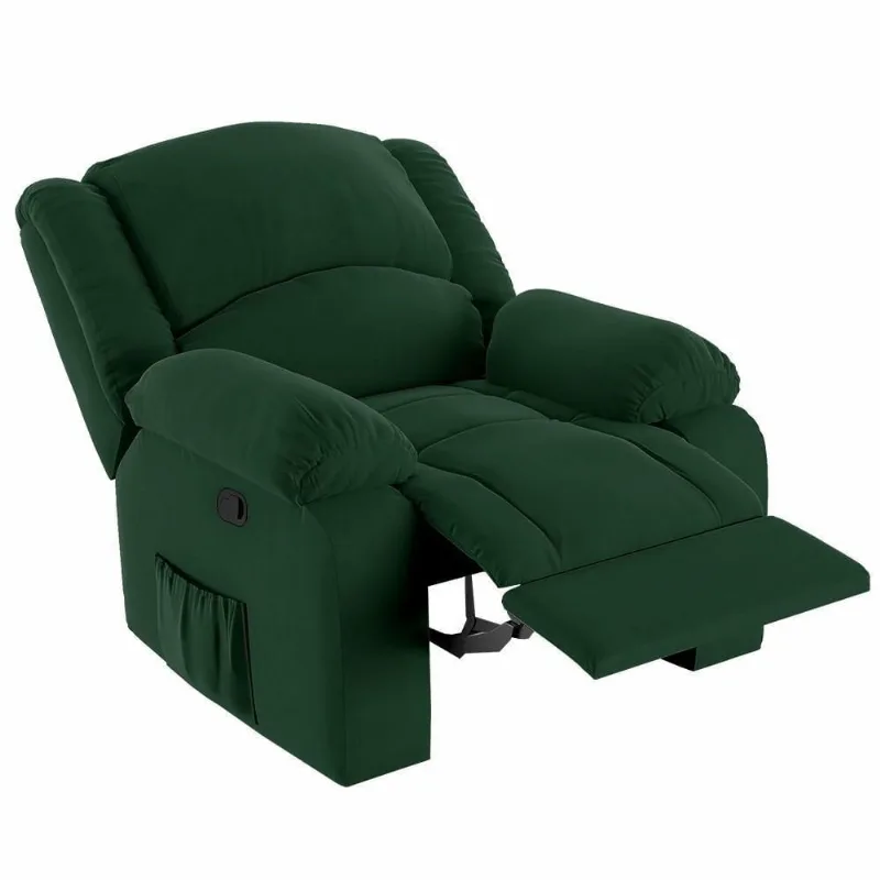 Poltrona Do Papai Reclinável Pietra Zero Wall Fh9 Veludo Verde - Mpozenato