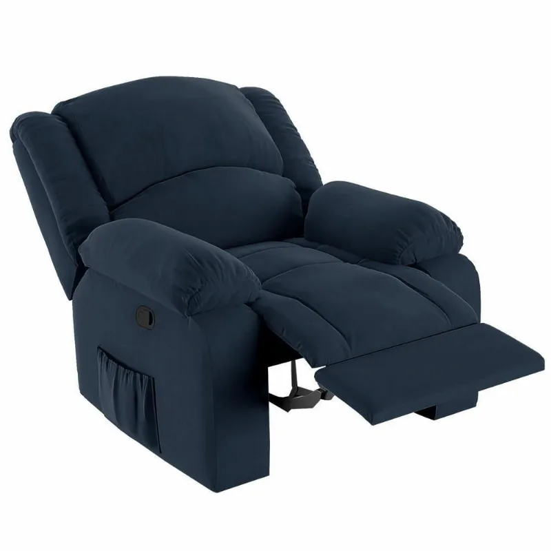 Poltrona Do Papai Reclinável Pietra Zero Wall Fh9 Veludo Azul - Mpozenato
