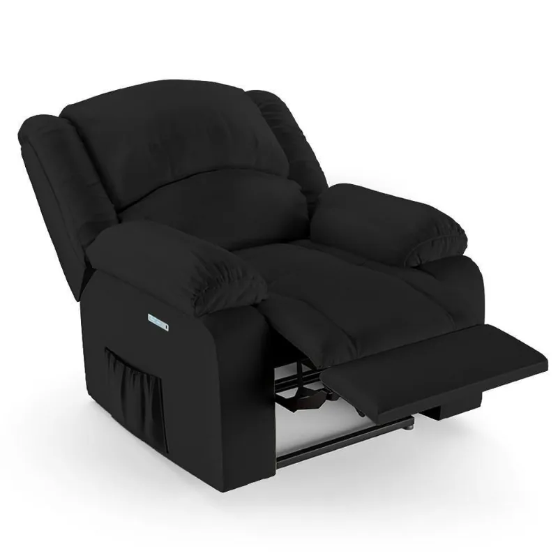 Poltrona Do Papai Reclinável Pietra Elétrica Led Fh9 Pu Preto - Mpozenato